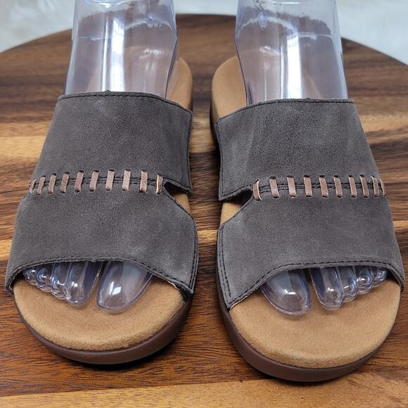 Spenco Brown Leather Stitching Slide Summer Comfort Women's Sandals 6B NWOT - Picture 1 of 7